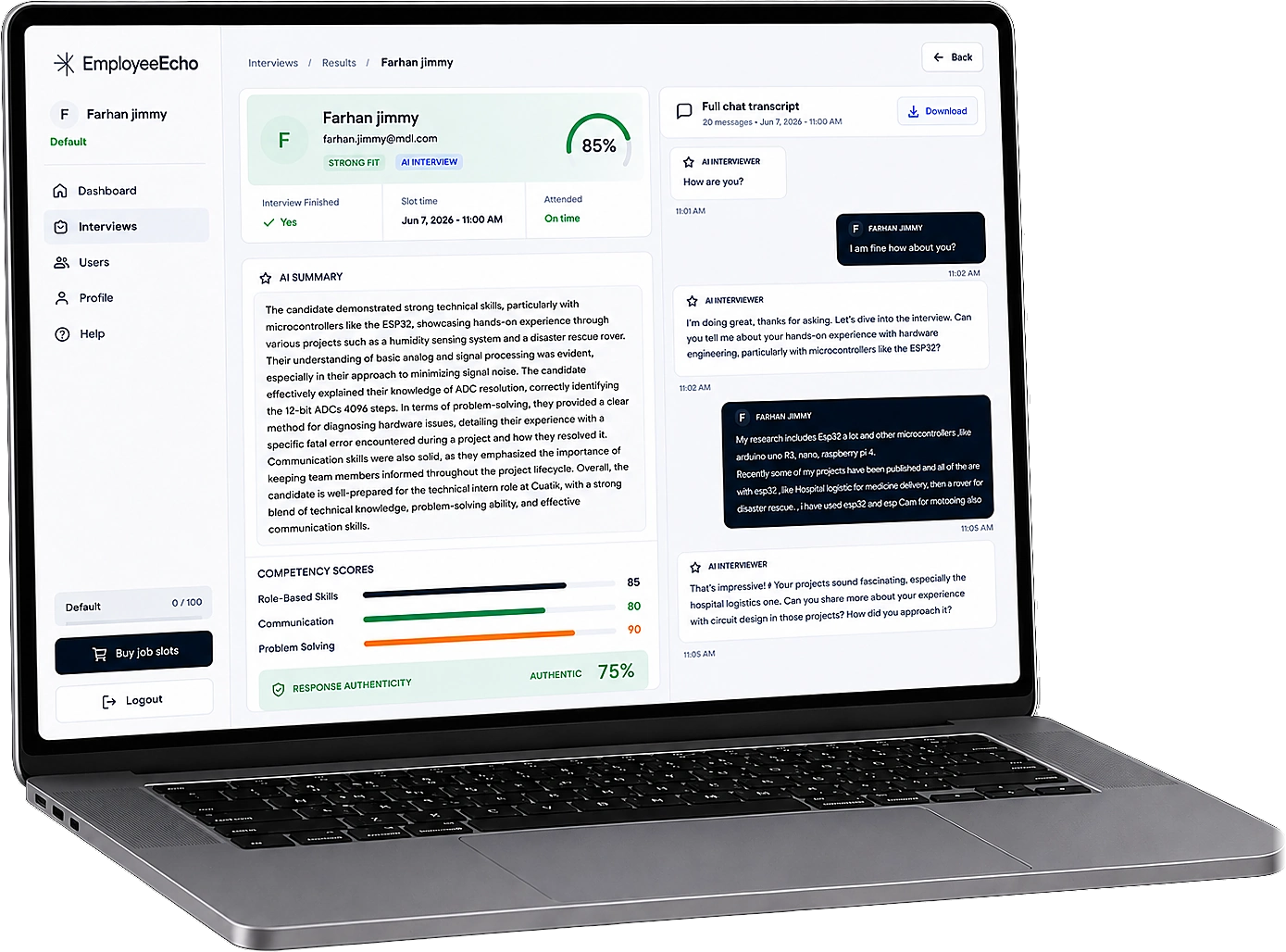 EmployeeEcho dashboard