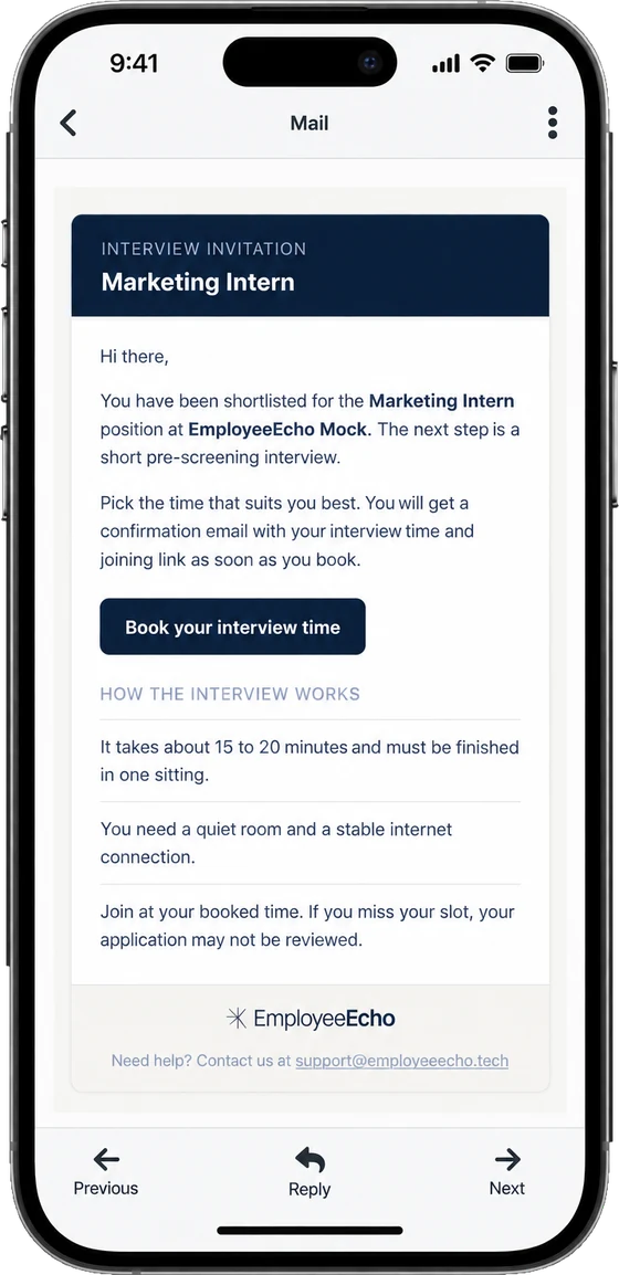 Invitation email